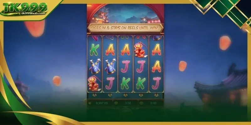 Ornate firecrackers and golden coins represent the highest paying icons